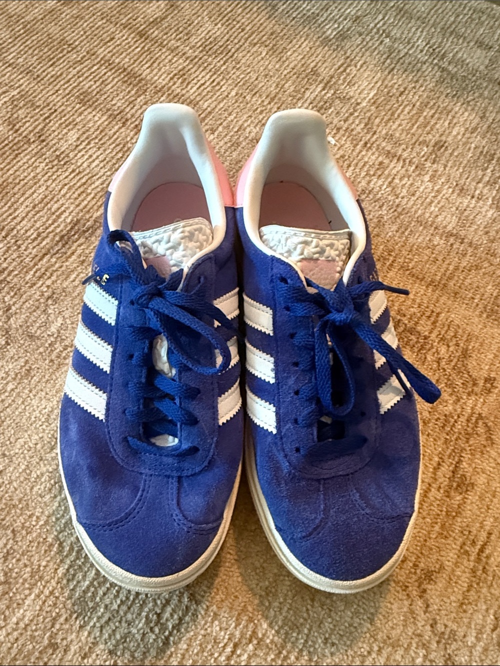 adidas gazelle Blue Suede Shoes with White Stripes